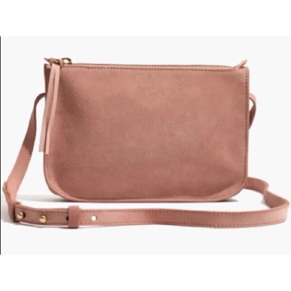 Madewell The Simple Suede Crossbody Bag in Blush ~ Excellent